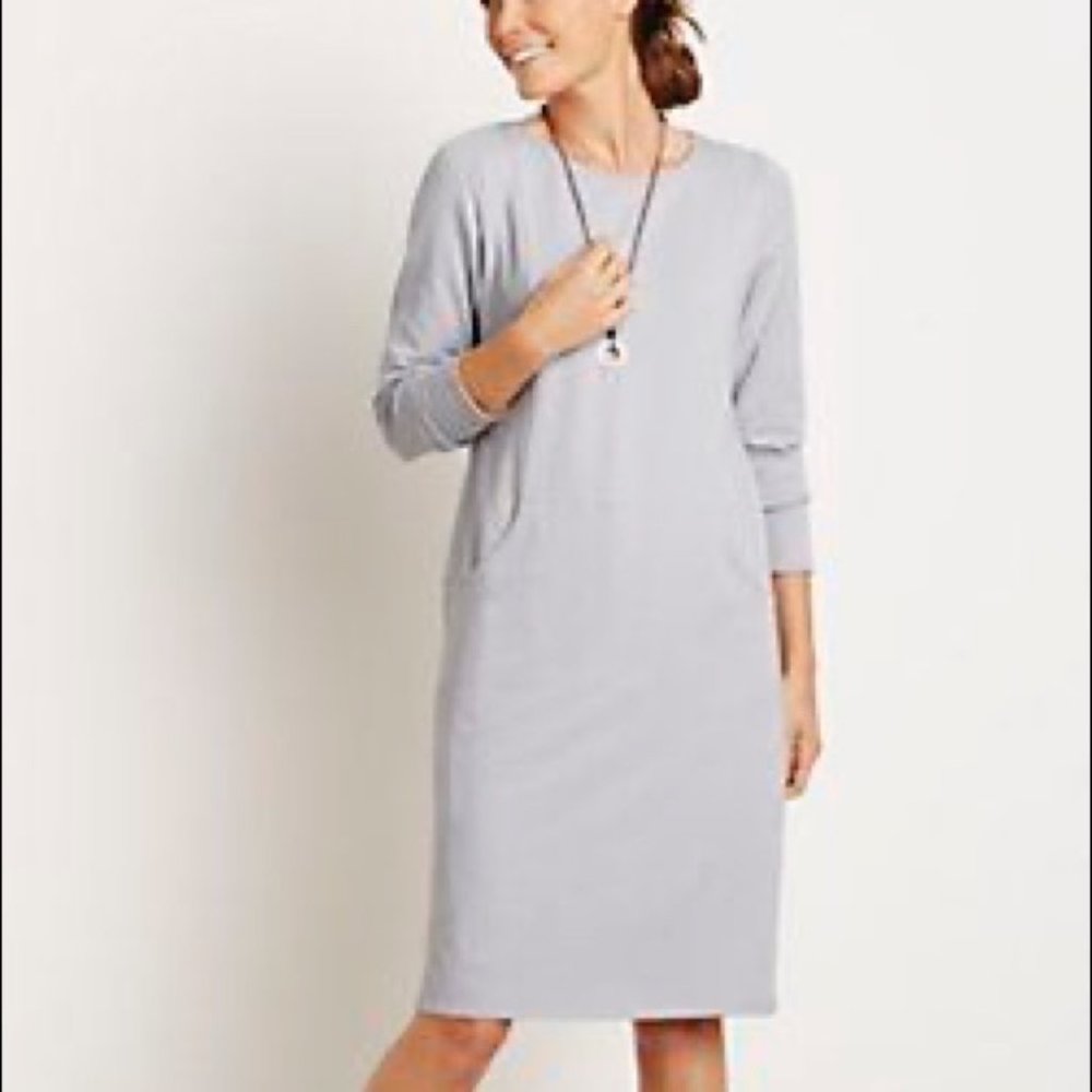 Pure Jill Shift Pima Cotton Sheath Dress Pockets Stretch Knit Jersey Gray XXS